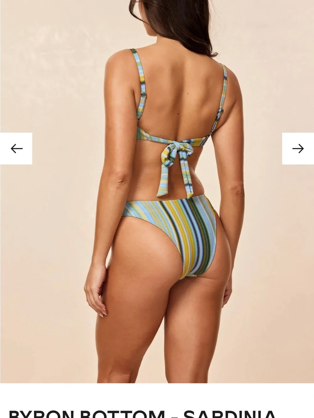 Monday Swimwear Byron Bikini Bottom - Blue, Yellow, Black Stripe